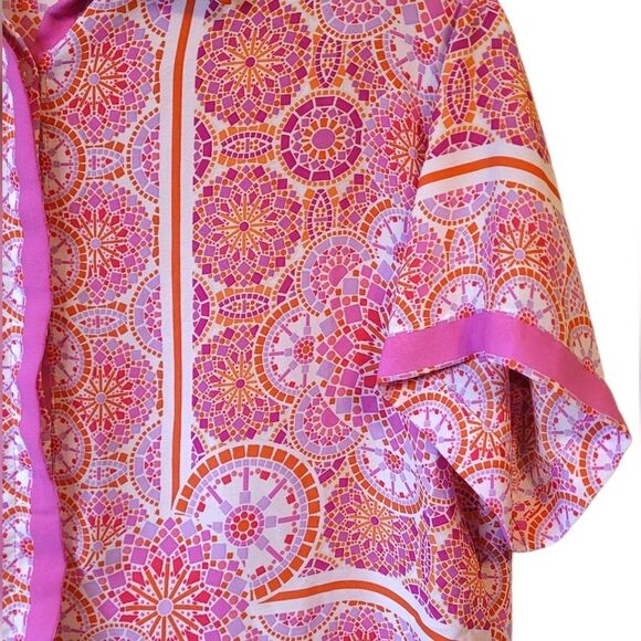Alex & Lili Women's Pink & Orange Geometric Flowy Button Down Shirt Size M - Picture 4 of 6